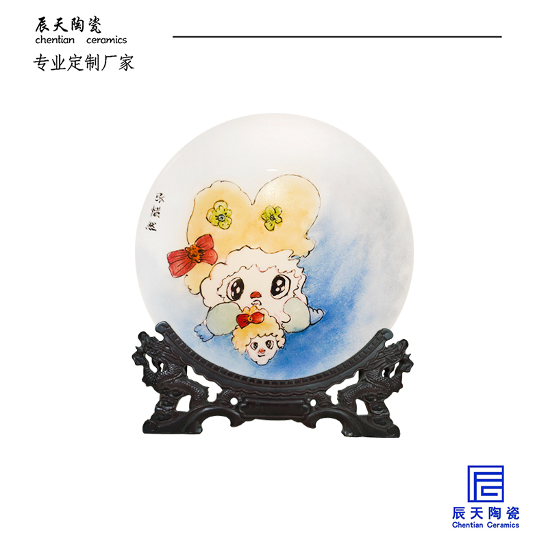 <b>客戶(hù)定制 可愛(ài)手繪陶瓷紀(jì)念盤(pán)</b>